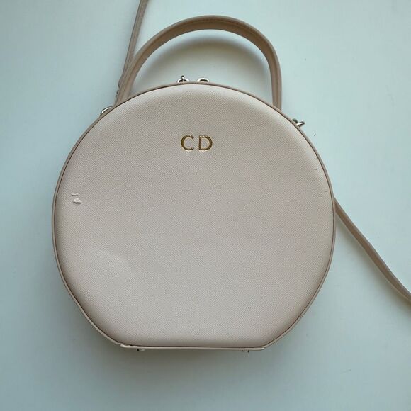 TDE The Daily Edited Round Circle Top Handle Crossbody Bag, Light Pink Saffiano - Picture 2 of 8